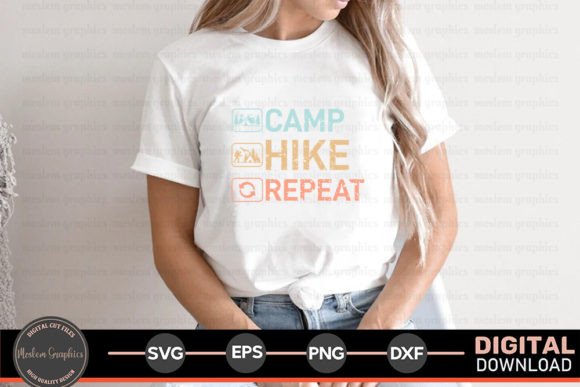 Camp Hike Repeat SVG: Graphics for T-Shirt Designs