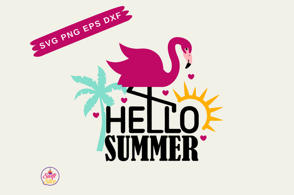 Hello Summer Flamingo SVG for Graphics & T-Shirt Designs