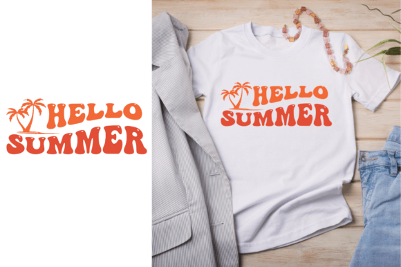 Hello Summer Retro Vector: Graphics & T-Shirt Designs