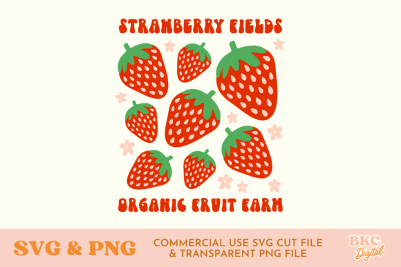 Strawberry Farm Summer SVG PNG Files: Graphics & T-Shirt Designs