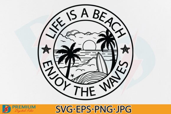 Summer Beach Wave Saying SVG: Vacation Graphics & T-Shirt Designs