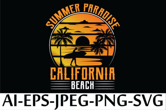 Summer Paradise California Beach Graphics & T-Shirt Designs