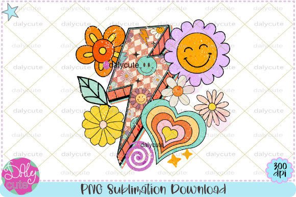 Summer Vibes Retro Groovy Flower PNG Graphics & T-Shirt Designs